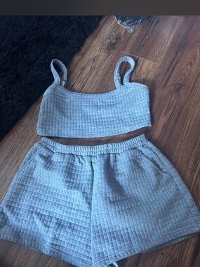 SHEIN Light Grey Quilted Tank & Shorts Set